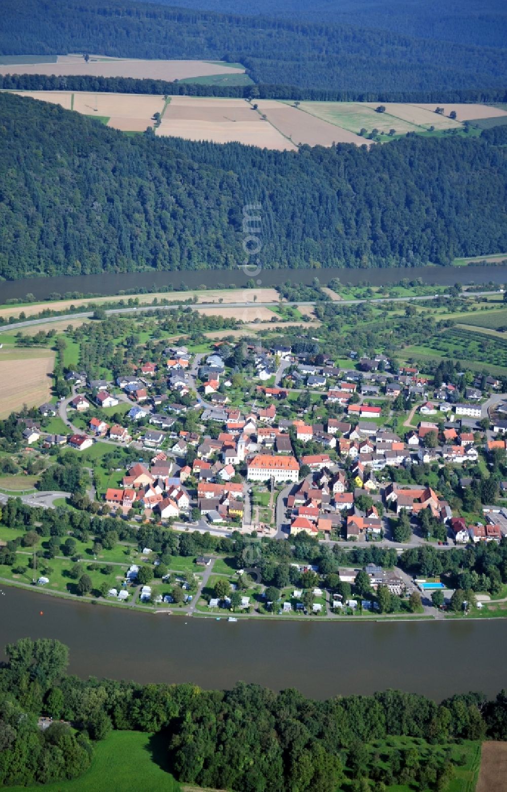 Binau from above - View of Binau in the state Baden-Wuerttemberg