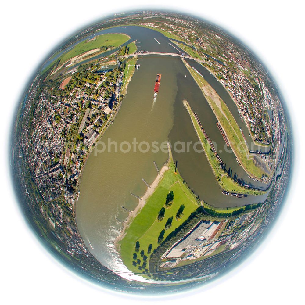 Duisburg from the bird's eye view: Fish eye view of the area of the inland port in Duisburg at the Ruhr