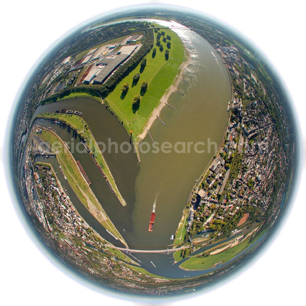 Aerial image Duisburg - Fish eye view of the area of the inland port in Duisburg at the Ruhr