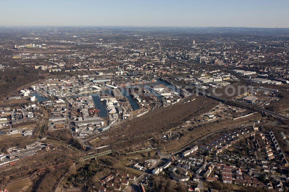 Aerial image Dortmund - Inland waterway Centre Port of Dortmund in North Rhine-Westphalia