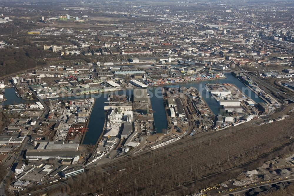 Aerial photograph Dortmund - Inland waterway Centre Port of Dortmund in North Rhine-Westphalia