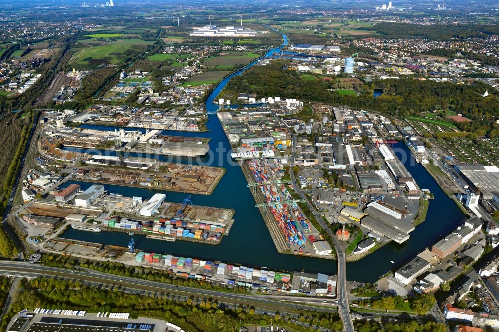 Aerial image Dortmund - Inland waterway Centre Port of Dortmund in North Rhine-Westphalia