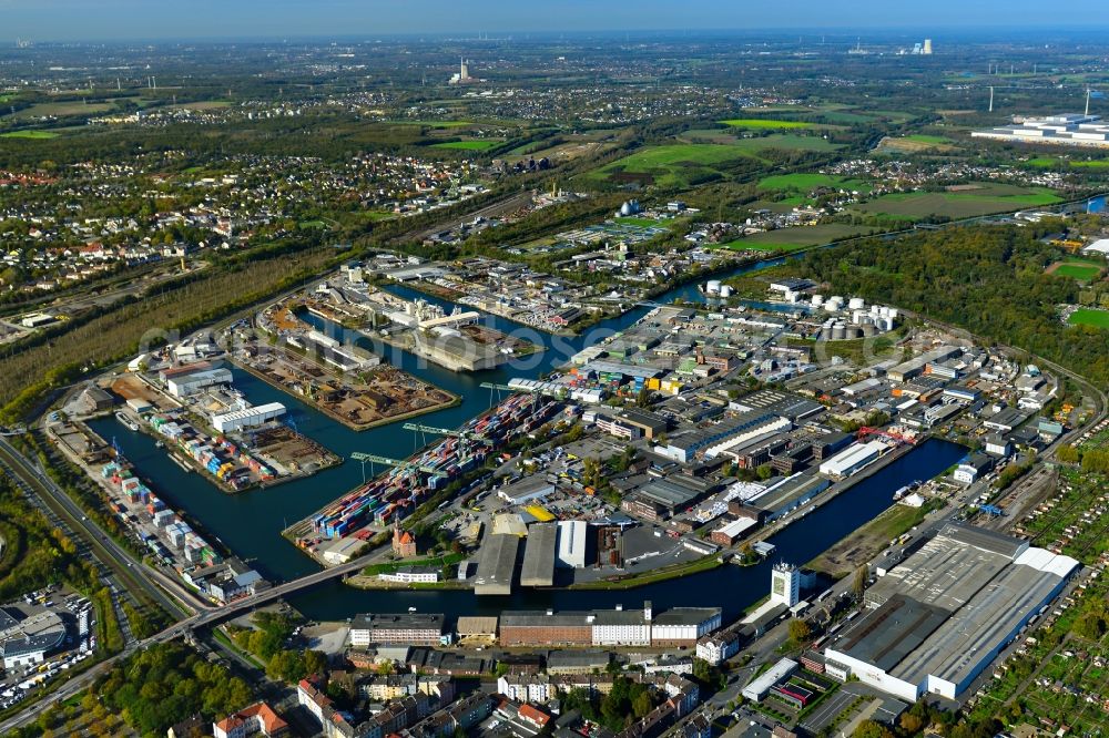 Aerial photograph Dortmund - Inland waterway Centre Port of Dortmund in North Rhine-Westphalia