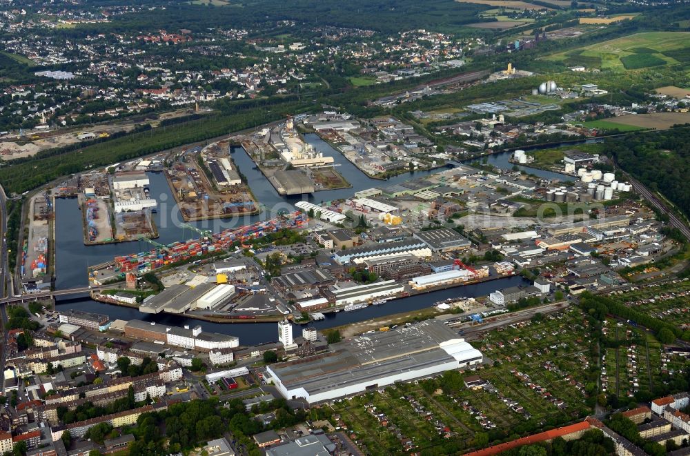 Aerial image Dortmund - Inland waterway Centre Port of Dortmund in North Rhine-Westphalia