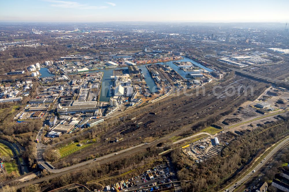 Aerial photograph Dortmund - Inland waterway Centre Port of Dortmund at Ruhrgebiet in North Rhine-Westphalia, Germany