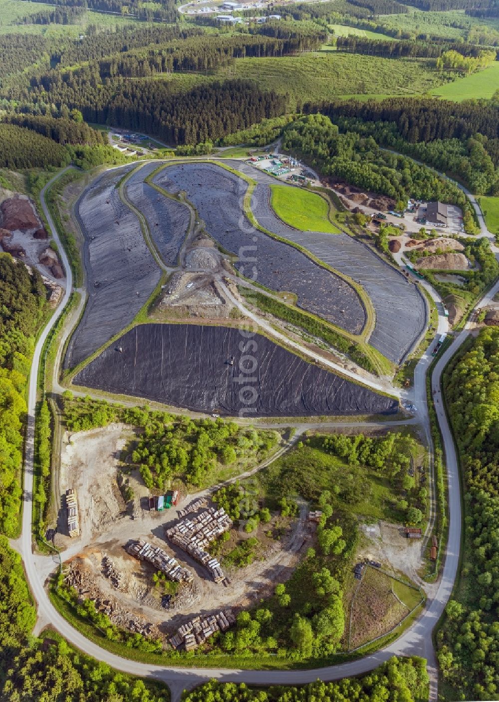 Olpe from above - Bio - compost and landfill aftercare in Olpe in the state of North Rhine-Westphalia