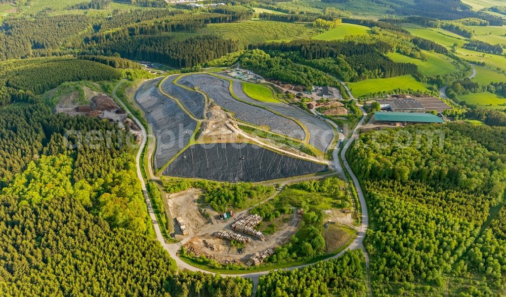 Olpe from the bird's eye view: Bio - compost and landfill aftercare in Olpe in the state of North Rhine-Westphalia