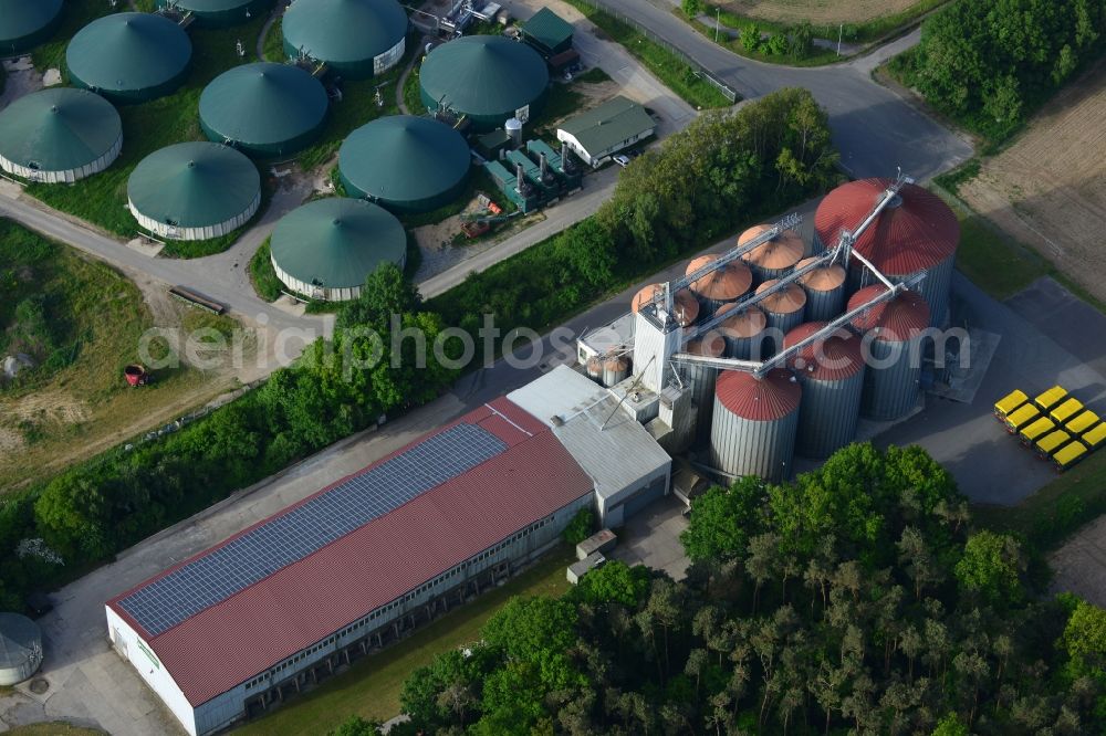 Aerial photograph Gerdshagen - Biogas storage tank in biogas park in Gerdshagen in the state Brandenburg