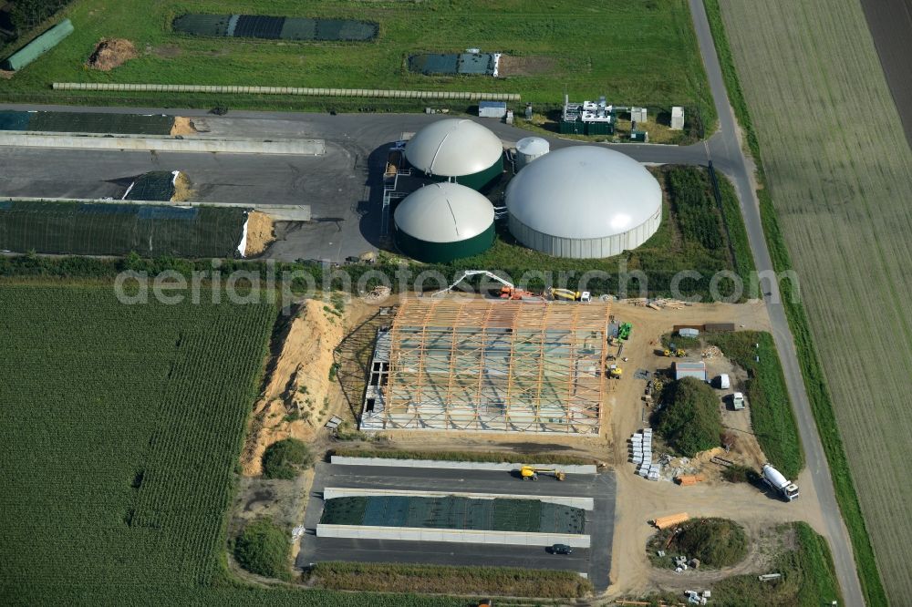 Aerial image Kleinburgwedel - Biogas storage tank in biogas park in Kleinburgwedel in the state Lower Saxony