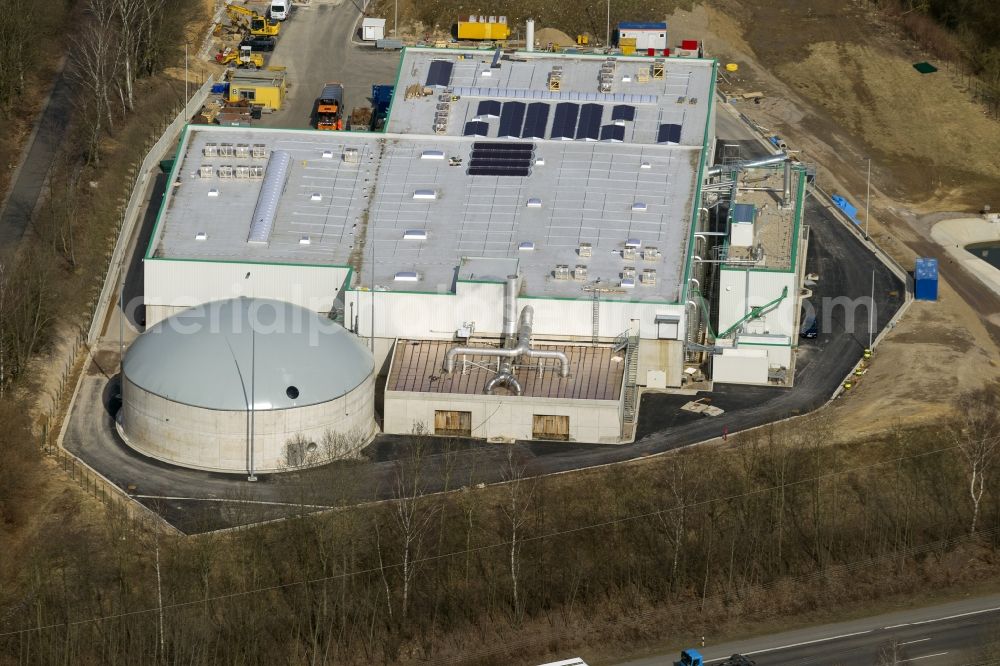 Witten from the bird's eye view: Biomass power plant at the Autobahn A44 motorway in Witten-Annen in North Rhine-Westphalia NRW