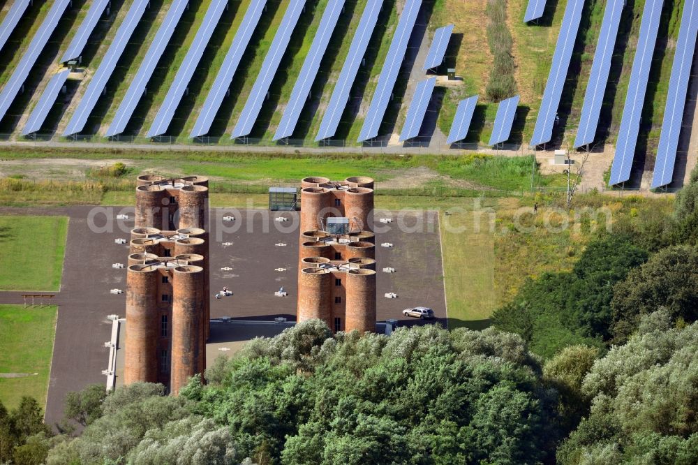 Lauchhammer from the bird's eye view: bio towers in Lauchhammer in Brandenburg