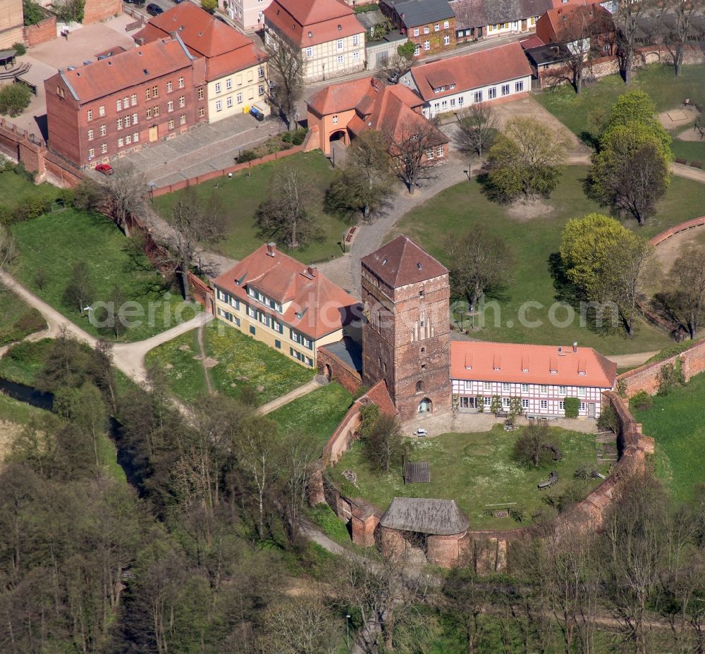 Wittstock from above - Bishop's Castle with Ostprignitz - museum on the remains of the old city wall to the old district of Wittstock in Brandenburg