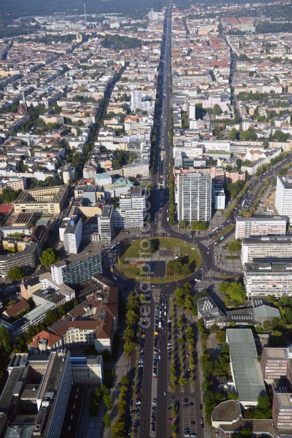 Berlin from the bird's eye view: Residential and commercial area at the Ernst-Reuter-Platz in Berlin Charlottenburg
