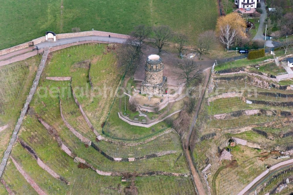 Aerial image Radebeul - The Bismarck Tower in Radebeul in Saxony. The Bismarck Tower in Radebeul, also Bismarck's column, is one of about 145 still exist in Germany Bismarcktuermen in honor of Prince Otto von Bismarck (1815-1898). It has a height of 18 meters