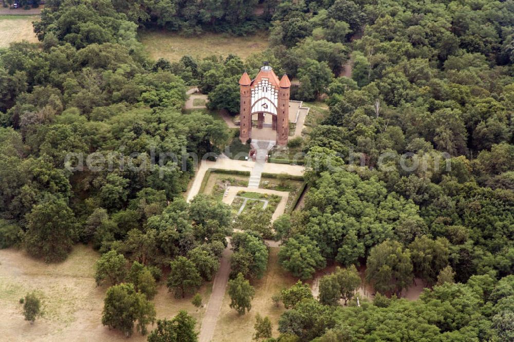 Rathenow from above - Der Bismarckturm bei Rathenow.