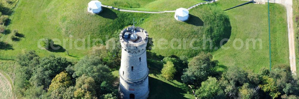 Aerial image Calbe - Blick auf den Bismarckturm an den Wasserspeichern auf dem Wartenberg bei Calbe in Sachsen-Anhalt. View the Bismarck Tower in Calbe in Saxony-Anhalt.