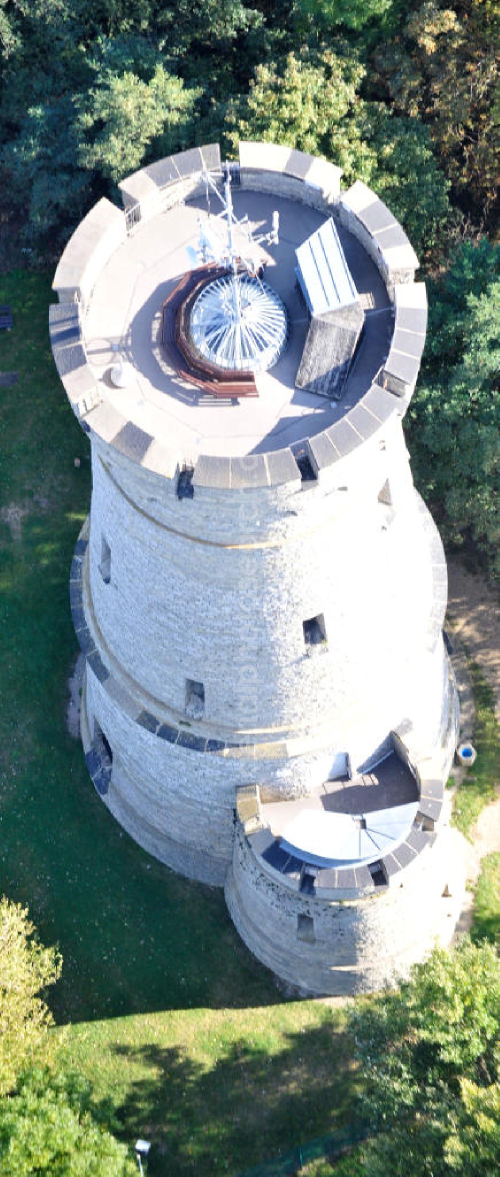 Calbe from above - Blick auf den Bismarckturm auf dem Wartenberg bei Calbe in Sachsen-Anhalt. View the Bismarck Tower in Calbe in Saxony-Anhalt.