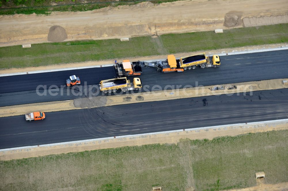 Ludwigslust from above - Bitumen - mixing plant to the driving surface production to the construction site on the traffic flow on the motorway junction of the A14 motorway at exit Ludwigslust in Mecklenburg - Western Pomerania