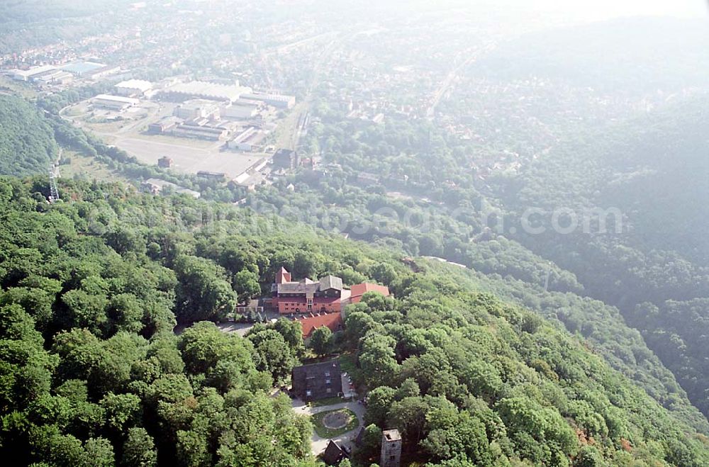 Blankenburg (Harz)/ Sachsen-Anhalt from above - Blankenburg (Harz)/ Sachsen-Anhalt Roßtrappe im Harz mit Blick auf Seilbahn (links), die Verbindung zur Stadt Blankenburg info@thale.de