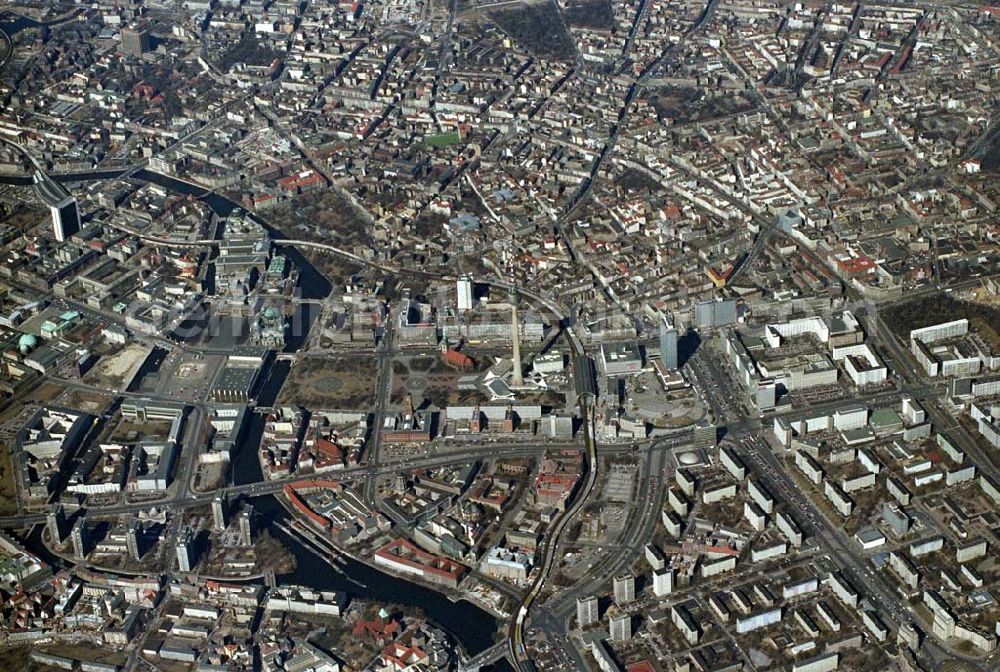 Berlin from above - Blick auf den Alexanderplatz in Berlin-Mitte. 1995