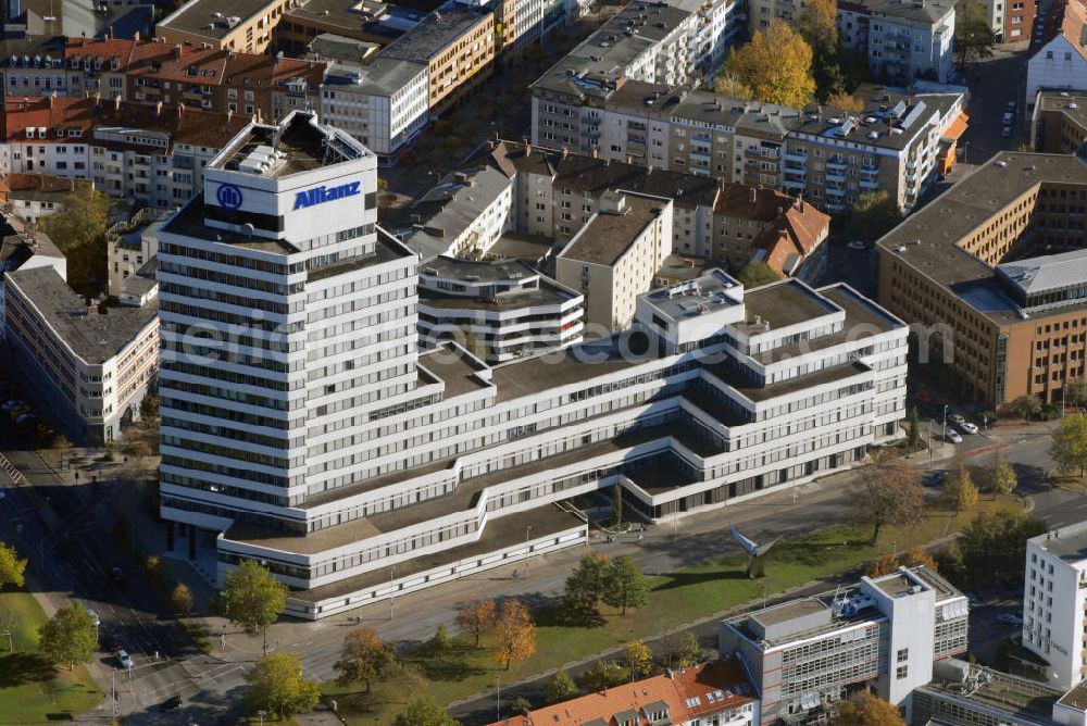 Hannover from the bird's eye view: Blick auf das Allianz-Gebäude in Hannover Groß-Buchholz nahe der Medizinischen Hochschule Hannover. Kontakt: Allianz Beratungs- und Vertriebs AG, Karl-Wiechert Allee 3 30625 Hannover, Tel. +49(0)511 54425 95, Fax +49(0)511 54425 97