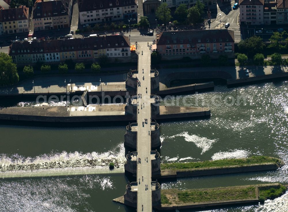 Würzburg from above - View of the Old Main Bridge over the River Main in Würzburg in Bavaria