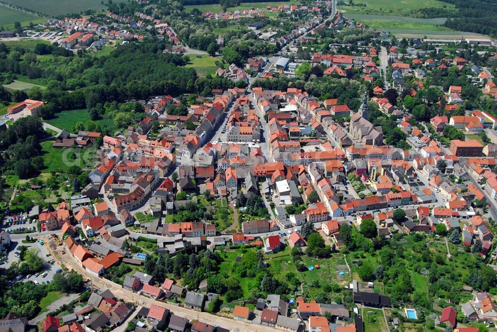 Belzig from the bird's eye view: Blick auf die Altstadt von Belzig; Stadtverwaltung Belzig Wiesenburger Straße 6; 14806 Belzig,