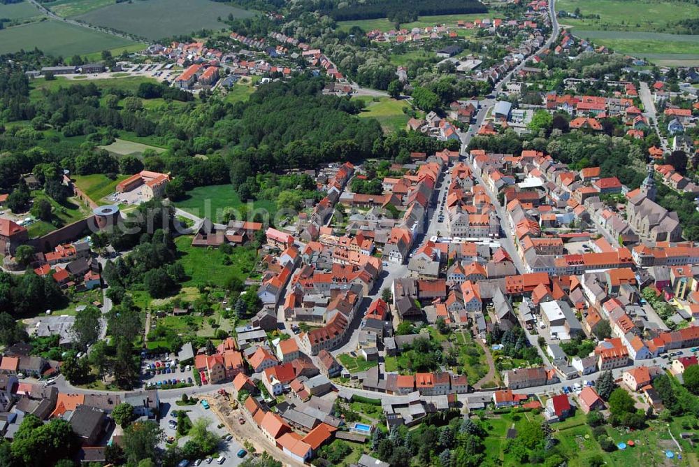 Aerial image Belzig - Blick auf die Altstadt von Belzig; Stadtverwaltung Belzig Wiesenburger Straße 6; 14806 Belzig,