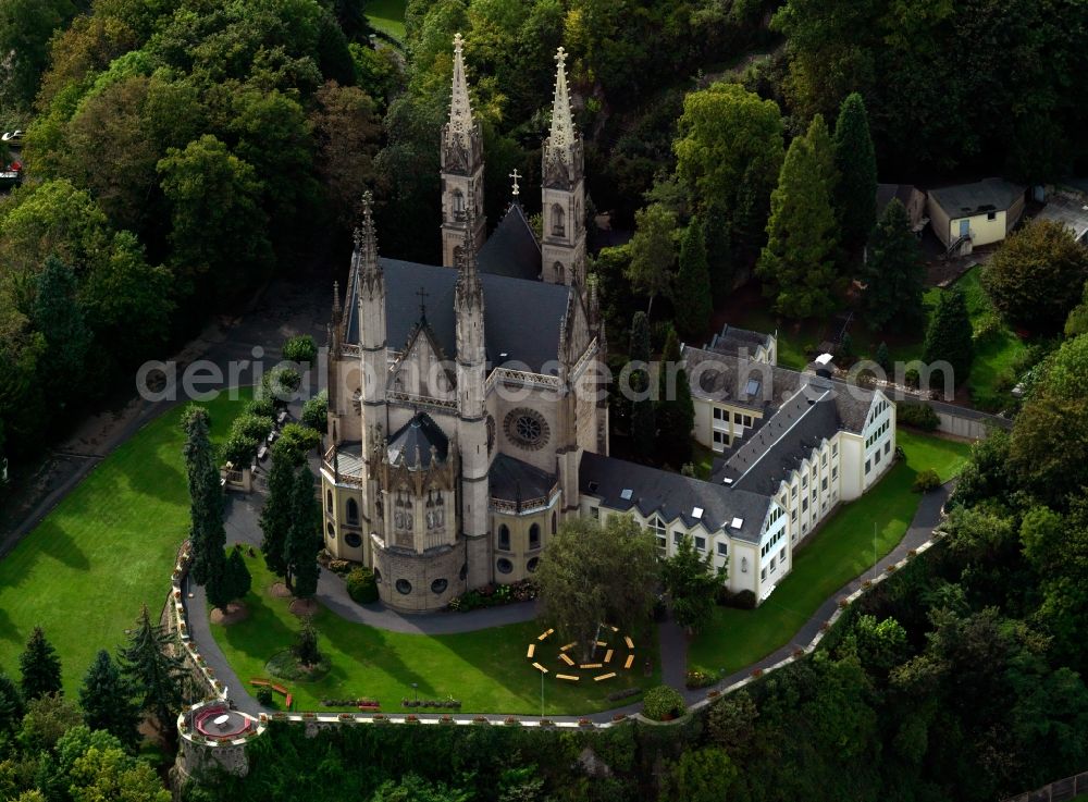 Remagen from above - View of the Apollinaris Church in Remagen in Rhineland-Palatinate