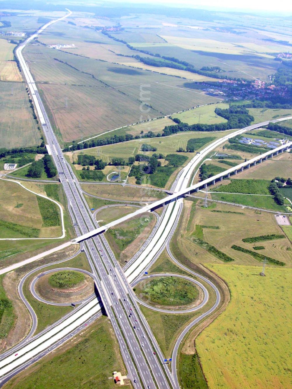 Erfurt / Thüringen from above - Blick auf das Autobahnkreuz Erfurt-Süd.