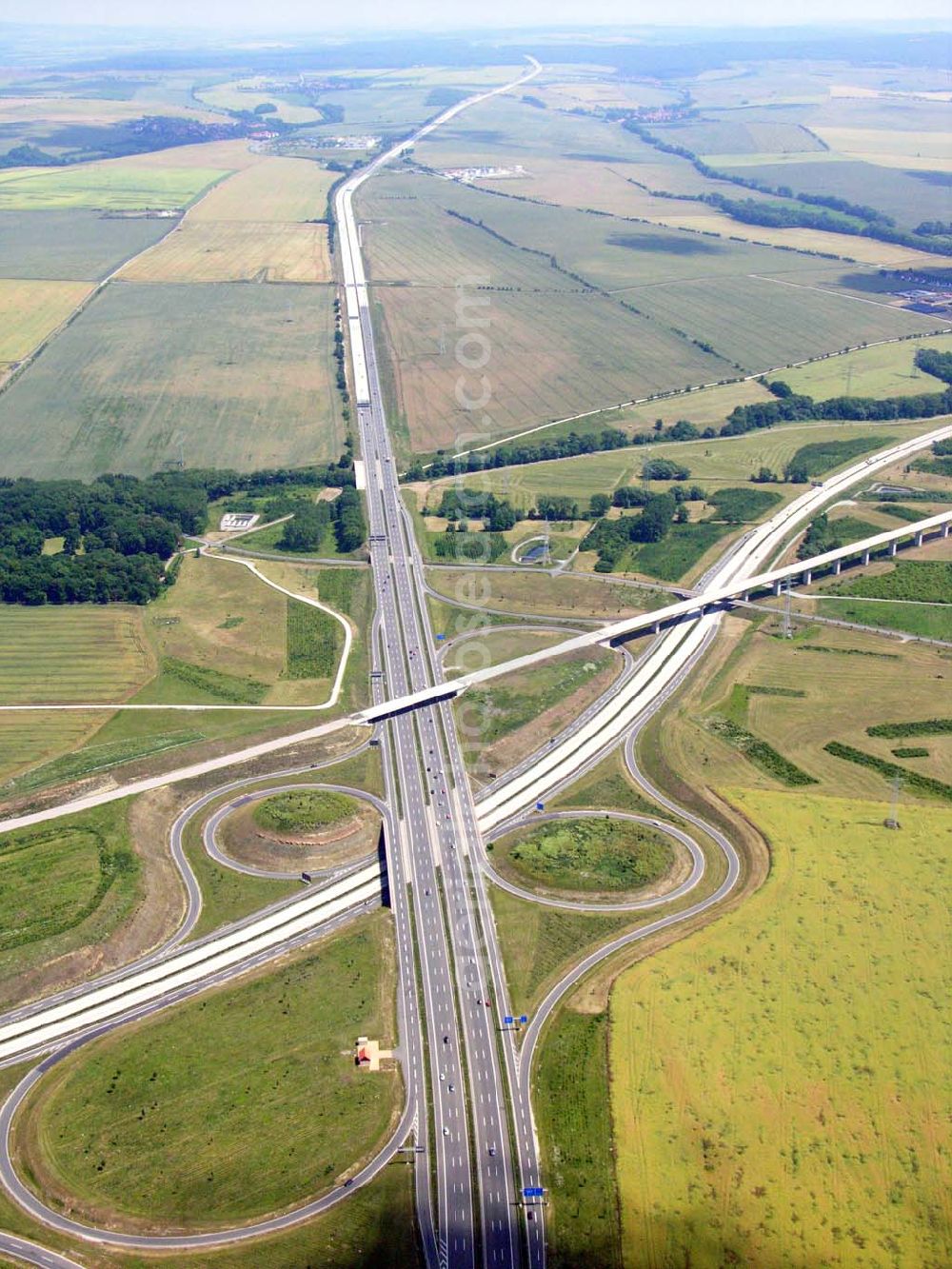 Erfurt / Thüringen from the bird's eye view: Blick auf das Autobahnkreuz Erfurt-Süd.