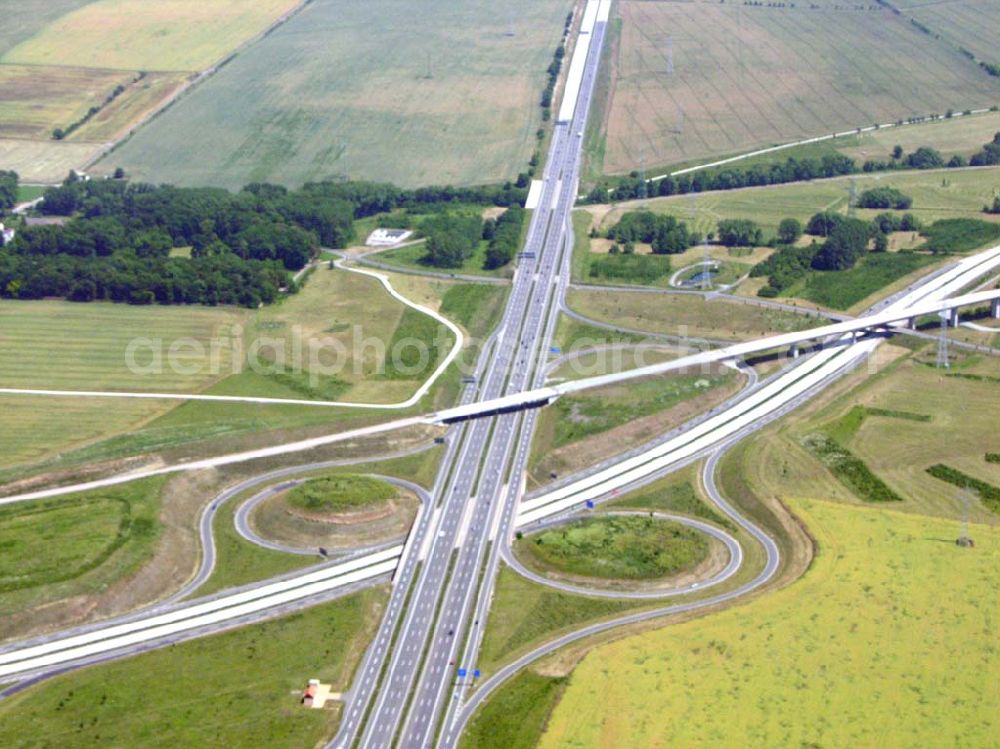 Aerial image Erfurt / Thüringen - Blick auf das Autobahnkreuz Erfurt-Süd.