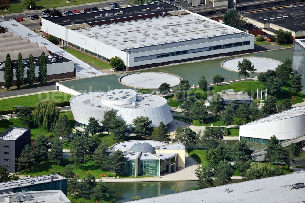 Aerial image Wolfsburg - View of the Autostadt Wolfsburg in Lower Saxony. The facility is a museum and theme park of the Volkswagen AG near the Volkswagen plant. Designed by the office of HENN architects and engineers and operated by the Autostadt GmbH, the park was opened in 2000