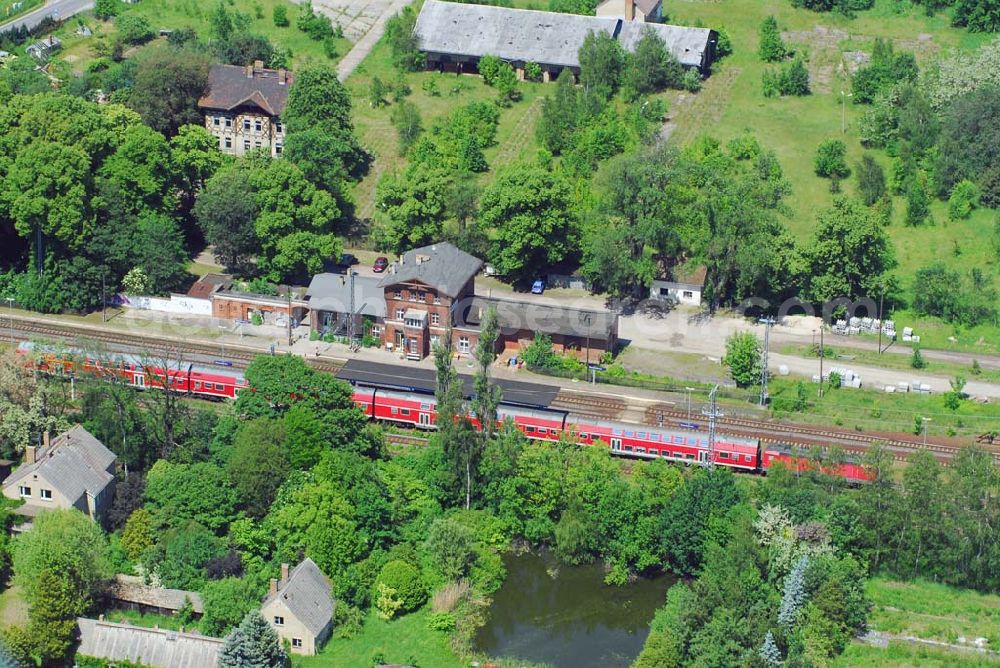 Aerial image Wiesenburg/Mark - ; Blick auf den Bahnhof von Wiesenburg/Mark; PLZ:14827;