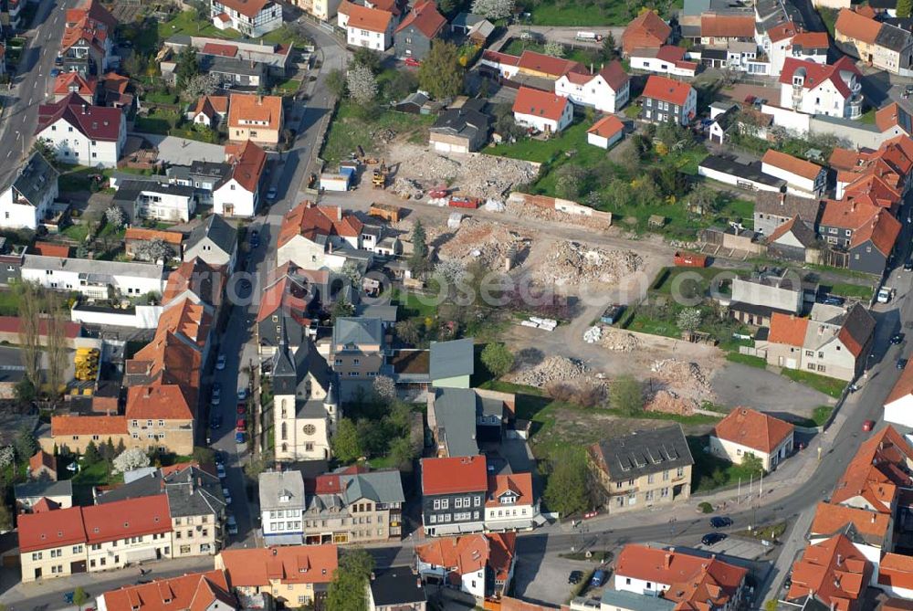 Aerial image Friedrichroda (Thüringen) - Blick auf das Baugelände für ein Wohn- und Geschäftshaus an der August-Eckardt-Straße in Friedrichroda (Thüringen).