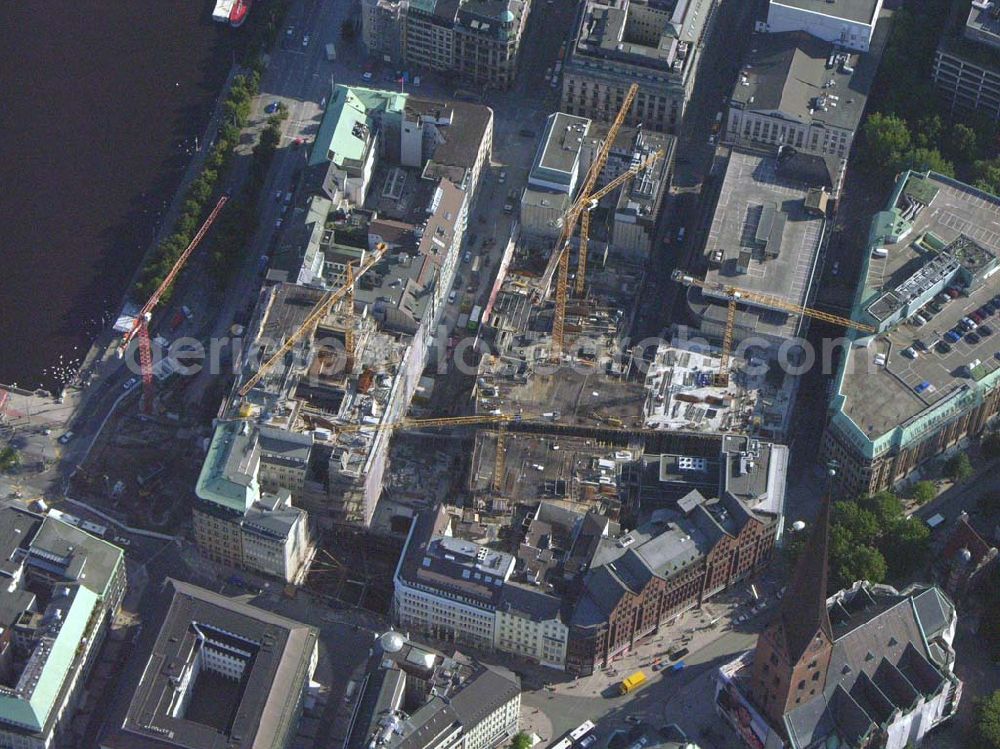 Hamburg from above - Baustelle Europa-Passage zwischen Mönckebergstraße und Jungfernstieg