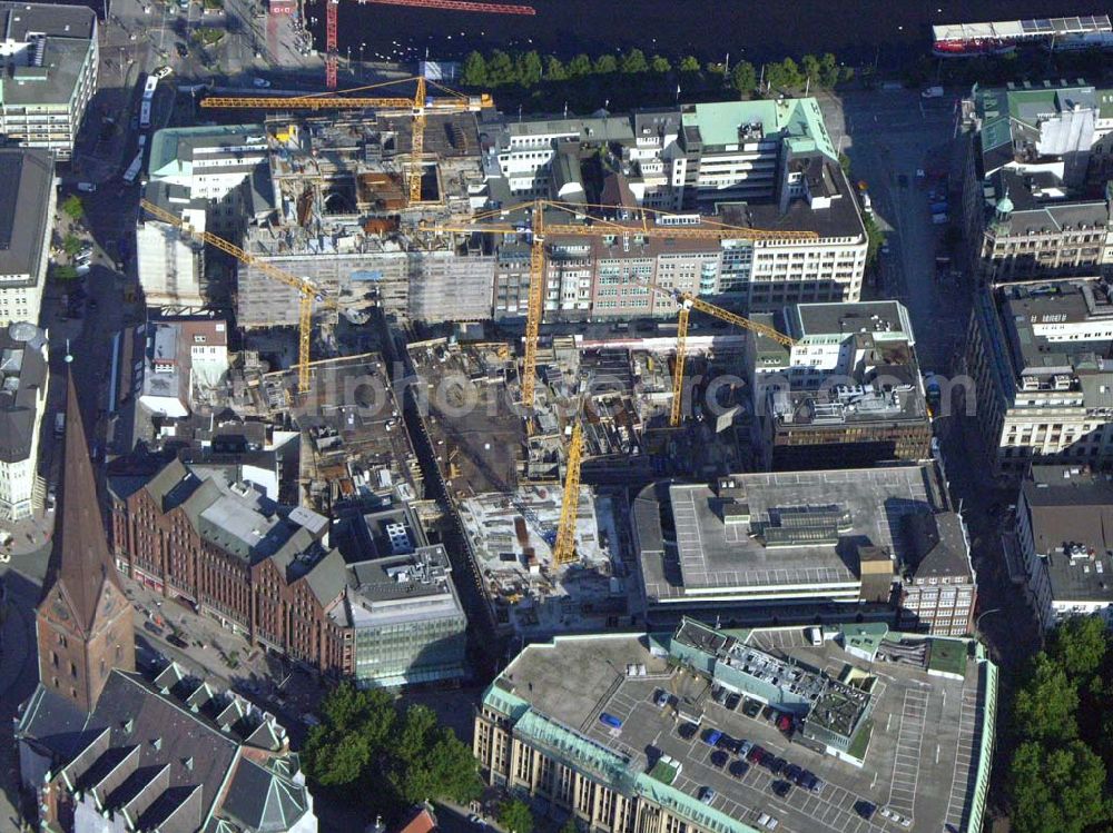 Aerial image Hamburg - Baustelle Europa-Passage zwischen Mönckebergstraße und Jungfernstieg