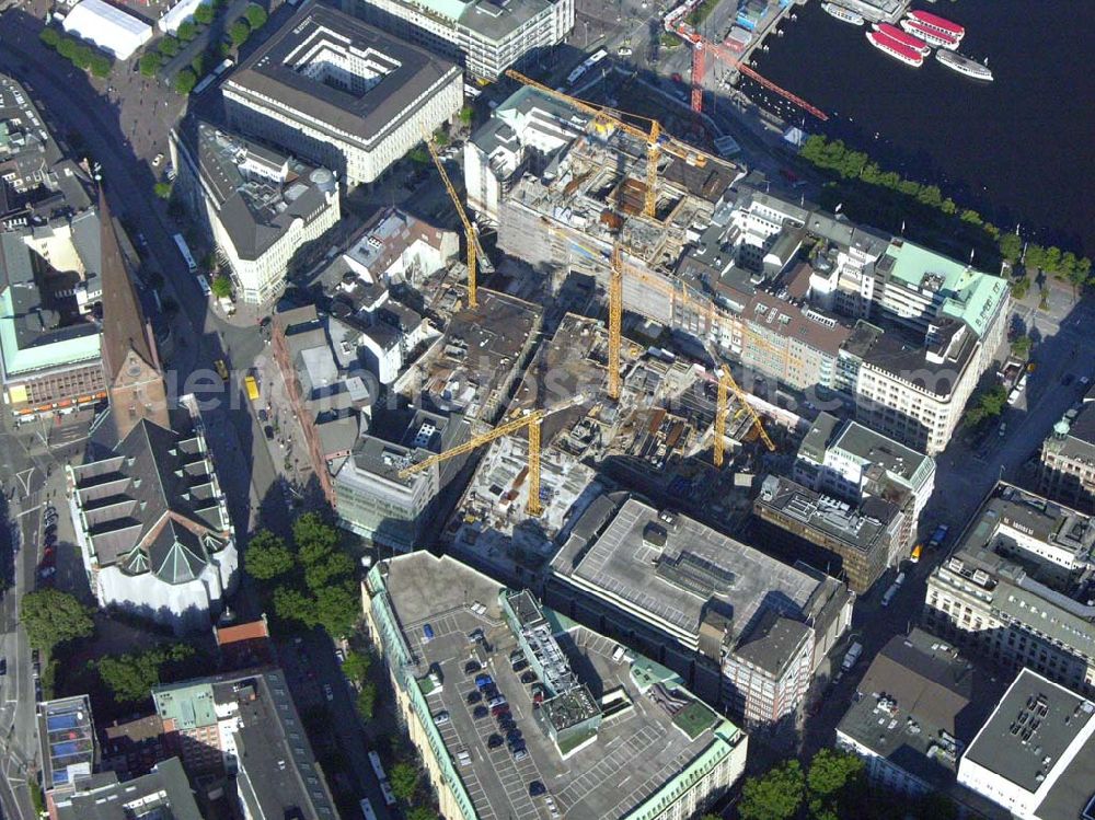 Hamburg from above - Baustelle Europa-Passage zwischen Mönckebergstraße und Jungfernstieg