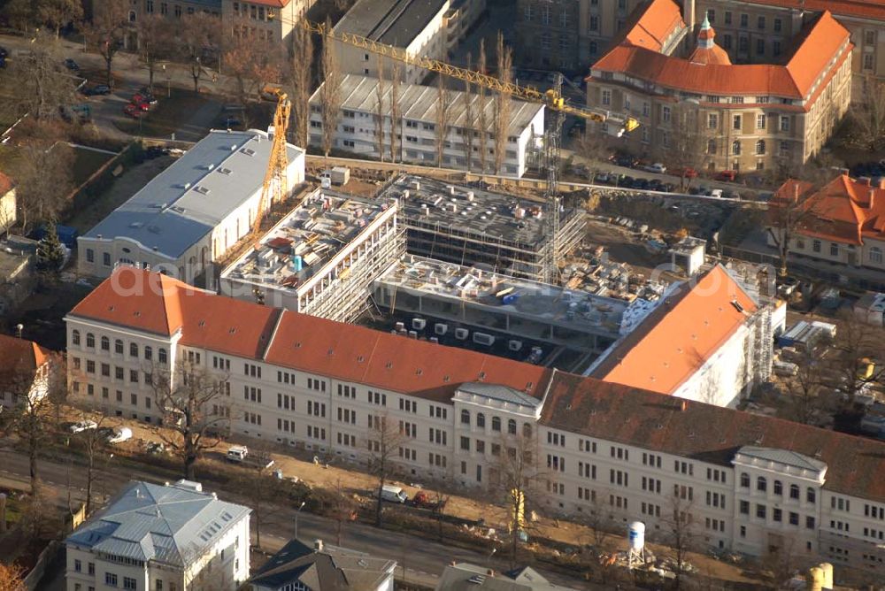 Potsdam from the bird's eye view: Baustelle am Alten Rathaus von Potsdam, in unmittelbarer Nachbarschaft zur St. Nikolaikirche.