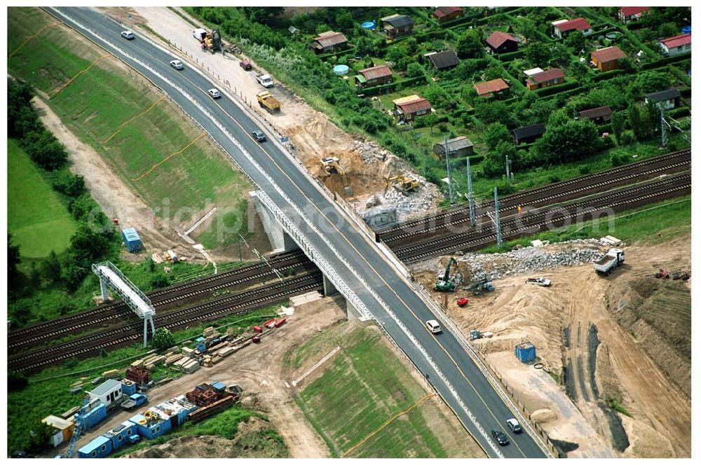 Aerial image Mahlow / BRB - 08.06.2005 Blick auf die Baustelle der Schälerbau Berlin GmbH an der Ortsumfahrung Mahlow am Gewerbegebiet 08.06.2005