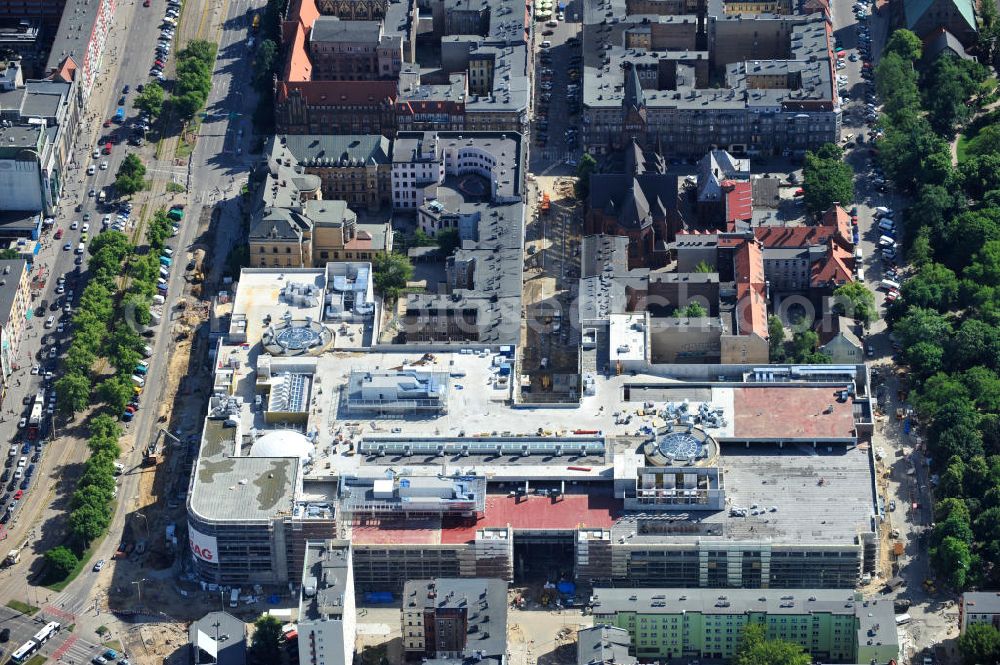 Stettin / Szczecin from above - Blick auf die Baustelle vom Neubau des Einkaufszentrums Galeria Kaskada in Stettin / Szczecin durch die STRABAG AG und das ECE Projektmanagement. Construction of the shopping center Galeria Kaskada in Szczecin.