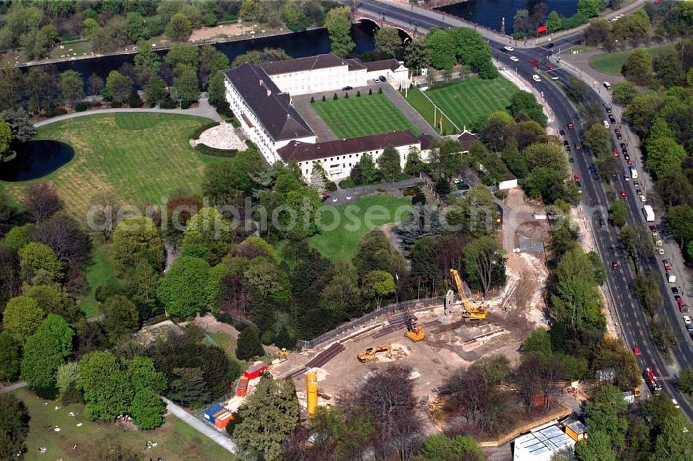 Aerial image Berlin - Construction site to construction of the Federal President in Berlin's Tiergarten