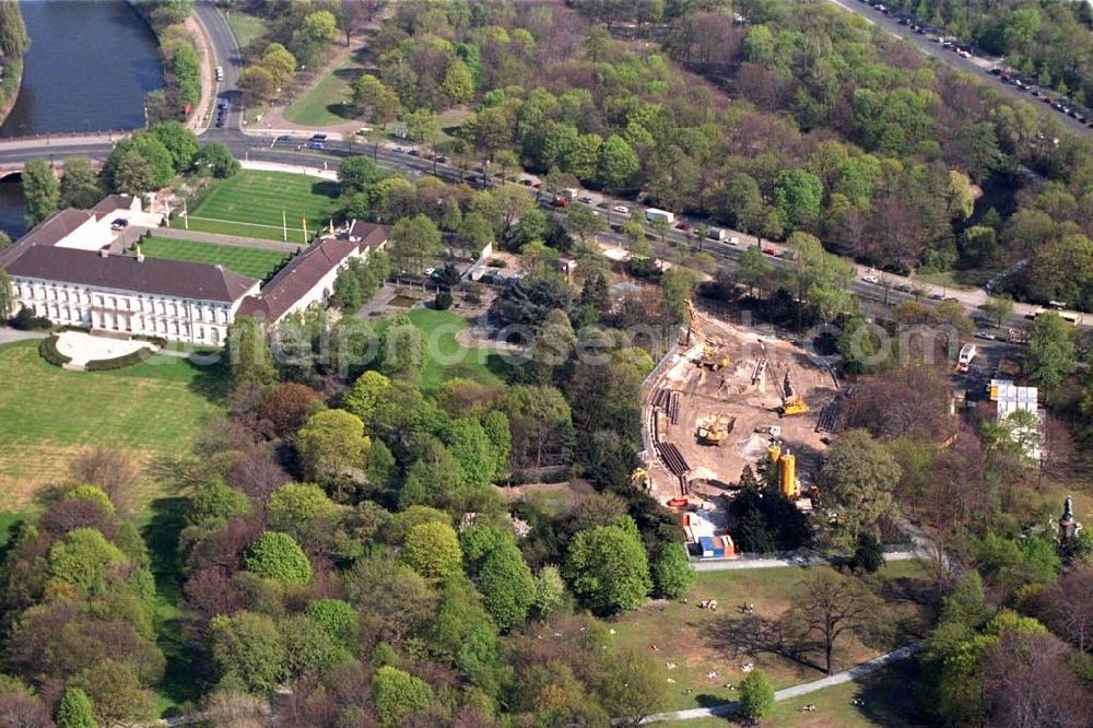 Berlin from the bird's eye view: Construction site to construction of the Federal President in Berlin's Tiergarten