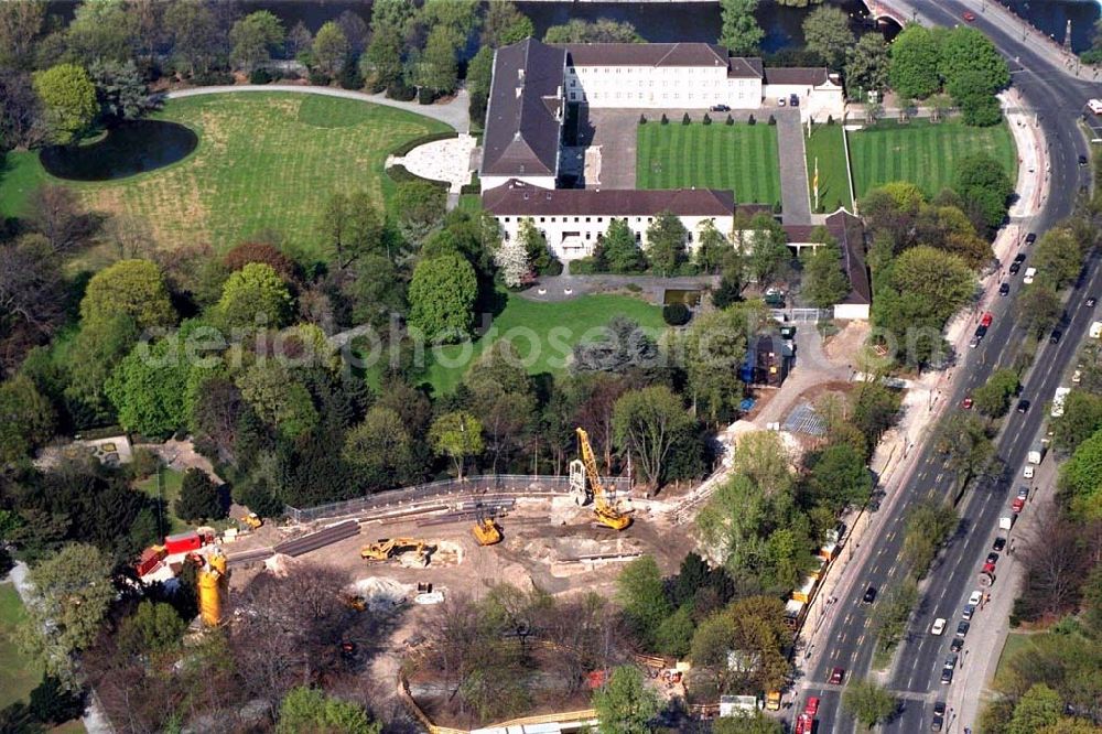 Berlin from the bird's eye view: Construction site to construction of the Federal President in Berlin's Tiergarten