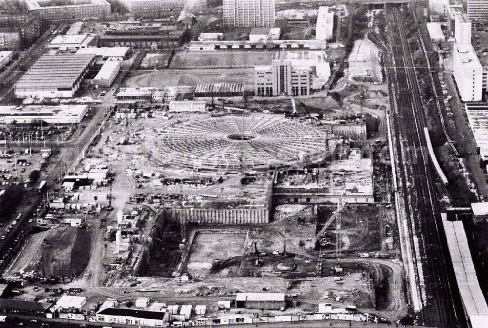 Aerial photograph Berlin - Construction site of the velodrome at the Landsberger Allee by the OSB Sportstättenbauten