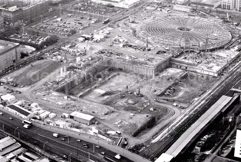 Berlin from above - Construction site of the velodrome at the Landsberger Allee by the OSB Sportstättenbauten