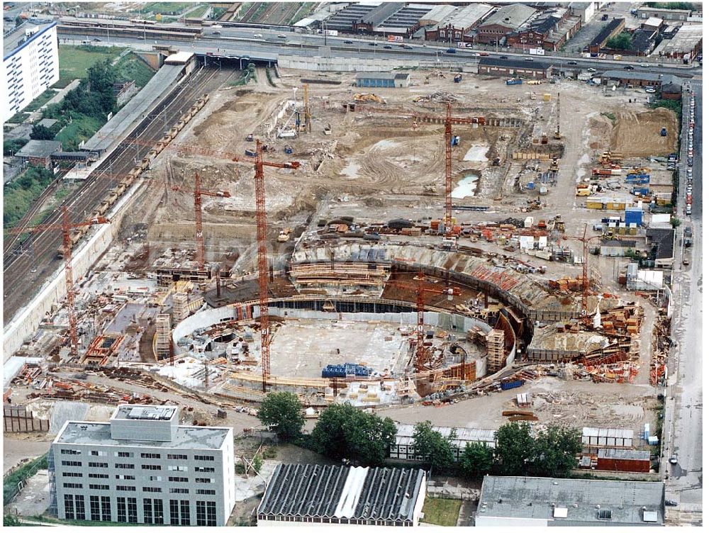 Berlin from above - Construction site of the velodrome at the Landsberger Allee by the OSB Sportstättenbauten