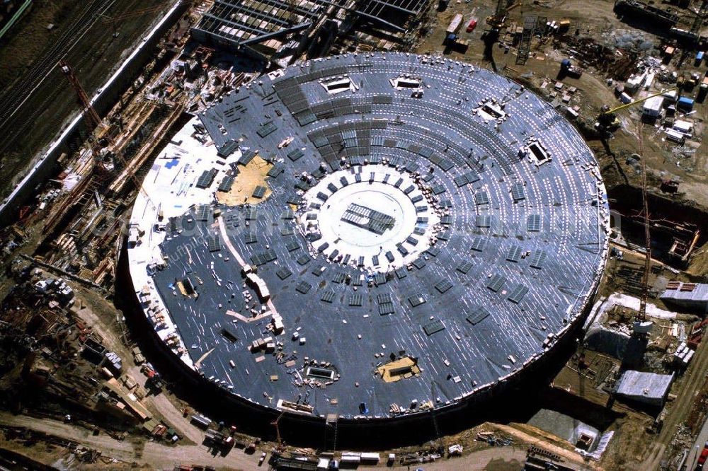 Aerial image - Construction site of the multipurpose hall and velodrome at the Landsberger Allee