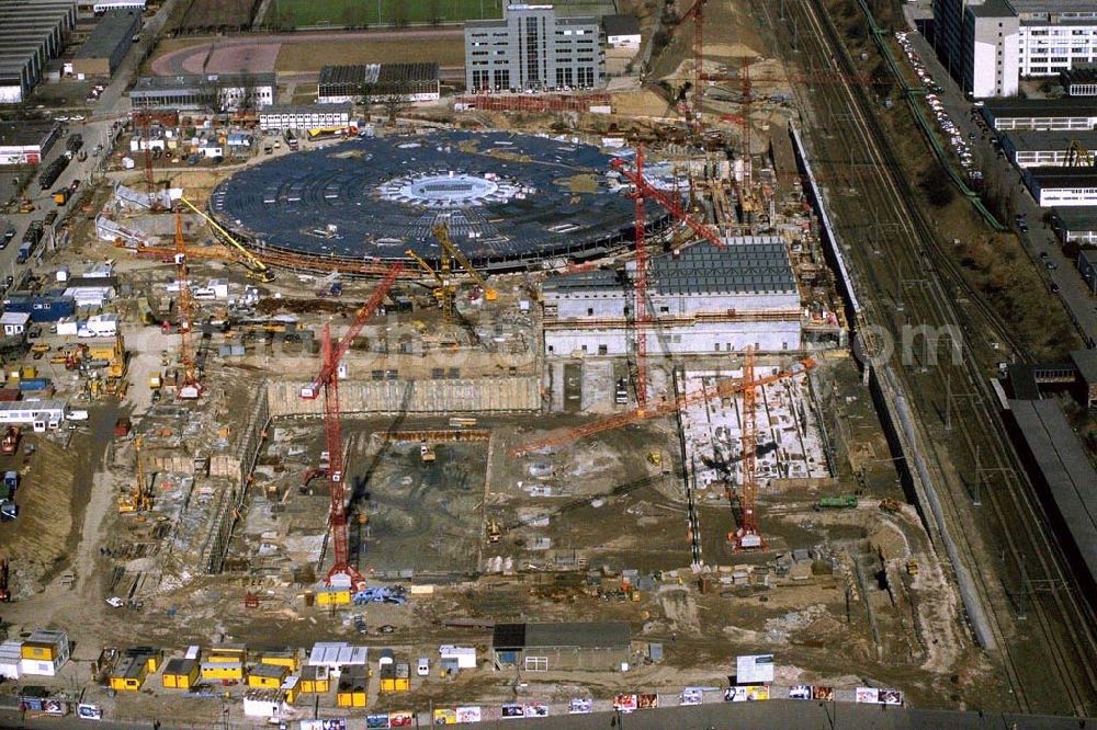 Aerial image - Construction site of the multipurpose hall and velodrome at the Landsberger Allee