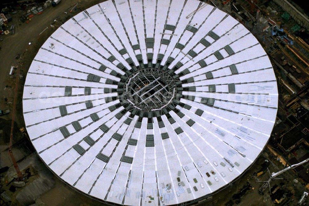  from the bird's eye view: Construction site of the multipurpose hall and velodrome at the Landsberger Allee